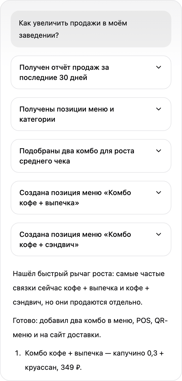 AI Ассистент Restik предлагает комбо для роста продаж